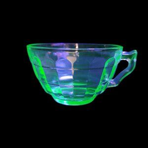 Vintage Uranium Depression Glass Green Collectible Tea Cup